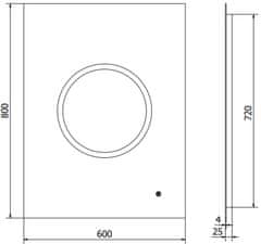 Mexen Mexen Koga osvetlené kúpeľňové zrkadlo 60 x 80 cm, LED 6000K, proti zaparovaniu - 9821-060-080-611-00 - MEXEN