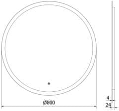 Mexen Osvetlené kúpeľňové zrkadlo Mexen Oro, okrúhle 80 cm, LED 6000K, proti zaparovaniu - 9824-080-080-611-00 - MEXEN