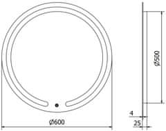 Mexen Osvetlené kúpeľňové zrkadlo Mexen Rose, okrúhle 60 cm, LED 6000K, proti zaparovaniu - 9810-060-060-611-00 - MEXEN