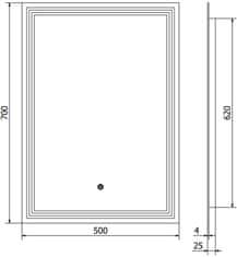 Mexen Mexen Taco osvetlené kúpeľňové zrkadlo 50 x 70 cm, LED 6000K, proti zaparovaniu - 9805-050-070-611-00 - MEXEN