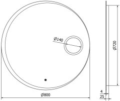 Mexen Mexen Ella osvetlené kúpeľňové zrkadlo s kozmetickým zrkadlom, okrúhle 80 cm, LED 6000K, proti zaparovaniu - 9811-080-080-611-00 - MEXEN