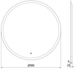 Mexen Osvetlené kúpeľňové zrkadlo Mexen Oro, okrúhle 90 cm, LED 6000K, proti zaparovaniu - 9824-090-090-611-00 - MEXEN