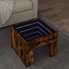 shumee vidaXL Konferenčný stolík s nekonečnými LED dymový dub 40x40x30 cm