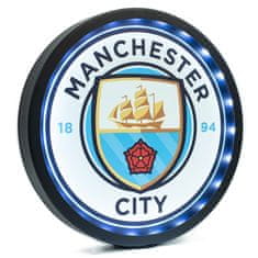 FAN SHOP SLOVAKIA Kovový LED znak Manchester City FC, modrý, 25 cm