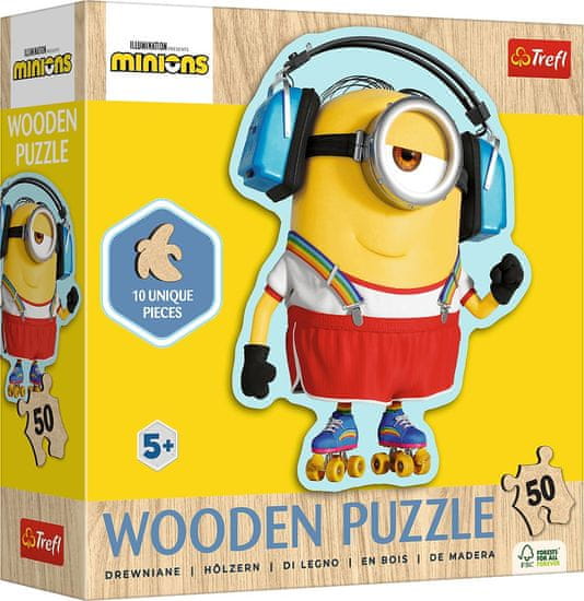 Trefl Drevené obrysové puzzle Mimoni: Šialený Mimoň 50 dielikov