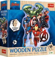 Trefl Drevené obrysové puzzle Avengers a ich dobrodružstvo 50 dielikov