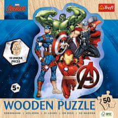 Trefl Drevené obrysové puzzle Avengers a ich dobrodružstvo 50 dielikov