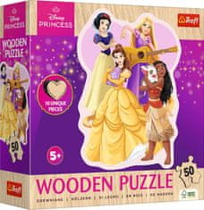 Trefl Drevené obrysové puzzle Disney: Krásne princezné 50 dielikov