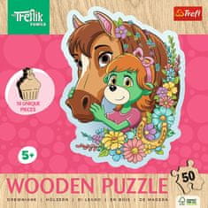 Trefl Drevené obrysové puzzle Treflíci: Šťastná rodina 50 dielikov