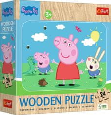 Trefl Drevené puzzle Prasiatko Peppa: Zoznámte sa s roztomilou Peppou 24 dielikov