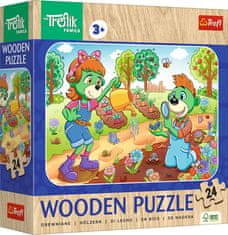 Trefl Drevené puzzle Treflíci: Zoznámte sa s rodinou Treflíkov 24 dielikov