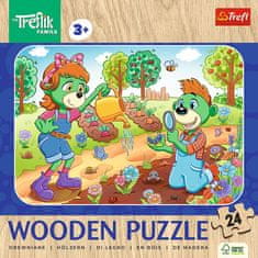 Trefl Drevené puzzle Treflíci: Zoznámte sa s rodinou Treflíkov 24 dielikov