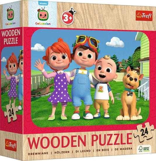 Trefl Drevené puzzle Cocomelon: Veselý Cocomelon 24 dielikov