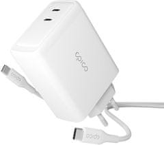 EPICO síťová nabíječka GaN, 2x USB-C, 100W, biela + USB-C kábel, 2m