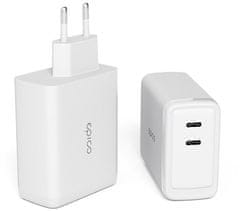 EPICO síťová nabíječka GaN, 2x USB-C, 100W, biela + USB-C kábel, 2m