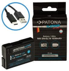 PATONA batéria pre foto Nikon EN-EL14/EN-EL14A 1030mAh Li-Ion Platinum USB-C nabíjanie