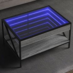 shumee vidaXL Konferenčný stolík s nekonečnými LED sivý sonoma 70x50x38 cm