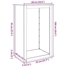 Vidaxl Regál na krbové drevo 60x40x100 cm, nehrdzavejúca oceľ