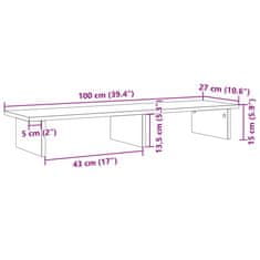 Vidaxl Stojan na monitor biely 100x27x15 cm kompozitné drevo