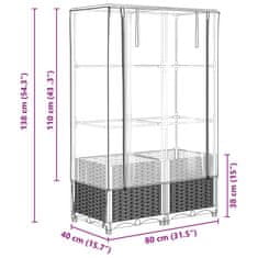 Vidaxl Záhon s krytom na skleník ratanový vzhľad 80x40x138 cm