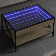 shumee vidaXL Konferenčný stolík s nekonečnými LED dub sonoma 70x50x38 cm