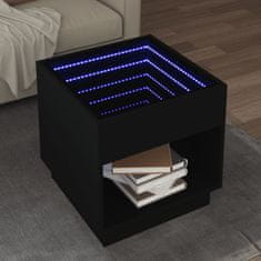 shumee vidaXL Nočný stolík s nekonečnými LED čierny 50x50x50 cm