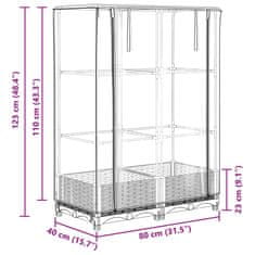 Vidaxl Záhon s krytom na skleník ratanový vzhľad 80x40x123 cm