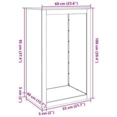 Vidaxl Regál na krbové drevo 60x40x100 cm, kortenová oceľ