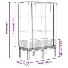 Vidaxl Záhon s krytom na skleník ratanový vzhľad 80x40x140 cm