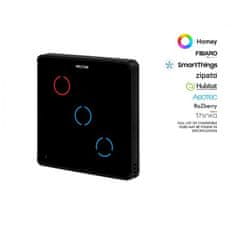 HELTUN HELTUN Touch Panel Switch Trio (HE-TPS03-MKK), Z-Wave nástenný vypínač 3 tlačidlá, Čierny