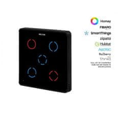 HELTUN HELTUN Touch Panel Switch Quinto (HE-TPS05-MKK), Z-Wave nástenný vypínač 5 tlačidiel, Čierny