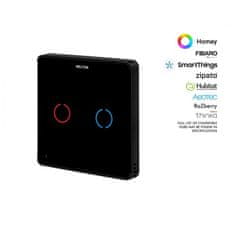 HELTUN HELTUN Touch Panel Switch Duo (HE-TPS02-MKK), Z-Wave nástenný vypínač 2 tlačidlá, Čierny