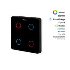 HELTUN HELTUN Touch Panel Switch Quarto (HE-TPS04-MKK), Z-Wave nástenný vypínač 4 tlačidlá, Čierny