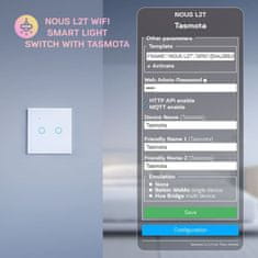Nous Nous L2T WiFi Smart Svetelný vypínač s Tasmota firmvérom (2 kanály)