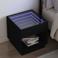 shumee vidaXL Nočný stolík s nekonečnými LED čierny 50x50x50 cm