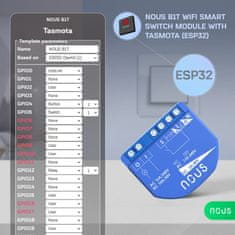 Nous Nous B1T WiFi Tasmota Spínací Modul (1 kanál, bez merania spotreby, ESP32)