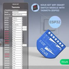 Nous Nous B2T WiFi Tasmota Spínací Modul (1 kanál, meranie spotreby, ESP32)