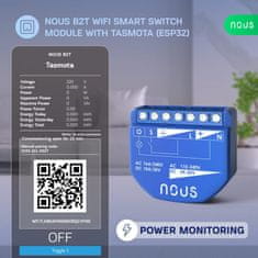 Nous Nous B2T WiFi Tasmota Spínací Modul (1 kanál, meranie spotreby, ESP32)