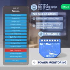 Nous Nous B3T WiFi Tasmota Spínací Modul (2 kanály, meranie spotreby) / Žalúziový Modul (1 kanál, ESP32)