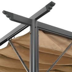 Vidaxl Pergola so zaťahovacou strechou sivohnedá 3x3 m oceľ 180 g/m²