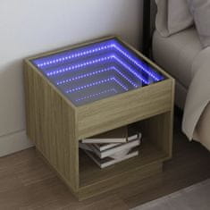 shumee vidaXL Nočný stolík s nekonečnými LED dub sonoma 50x50x50 cm