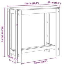 Petromila vidaXL Barový stôl betónovosivý 102x50x103,5 cm kompozitné drevo