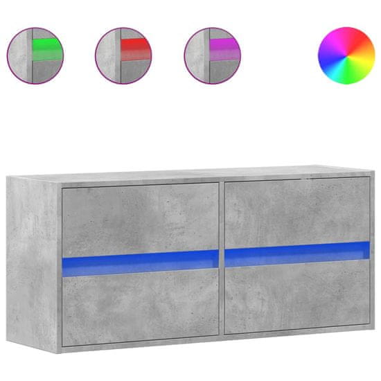 Vidaxl TV nástenná skrinka s LED svetlami betónovo sivá 100x31x45 cm