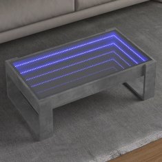 shumee vidaXL Konferenčný stolík s nekonečnými LED betónovosivý 90x53x30 cm