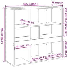 Petromila vidaXL Deliaca stena čierna 100x33x94,5 cm kompozitné drevo