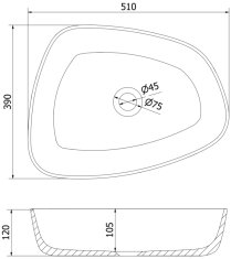 Mexen Mexen Ono umývadlo na dosku z konglomerátu 51 x 39 cm, biela - 23045101 - MEXEN