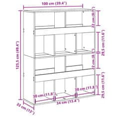 Petromila vidaXL Deliaca stena dymový dub 100x33x125,5 cm kompozitné drevo