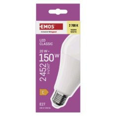 EMOS LED žiarovka Classic A80 / E27 / 20 W (150 W) / 2452 lm / Teplá biela