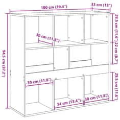 Petromila vidaXL Deliaca stena dymový dub 100x33x94,5 cm kompozitné drevo