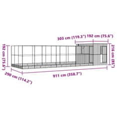 Petromila vidaXL Voliéra s nadstavcom strieborná 911x303x216 cm oceľ